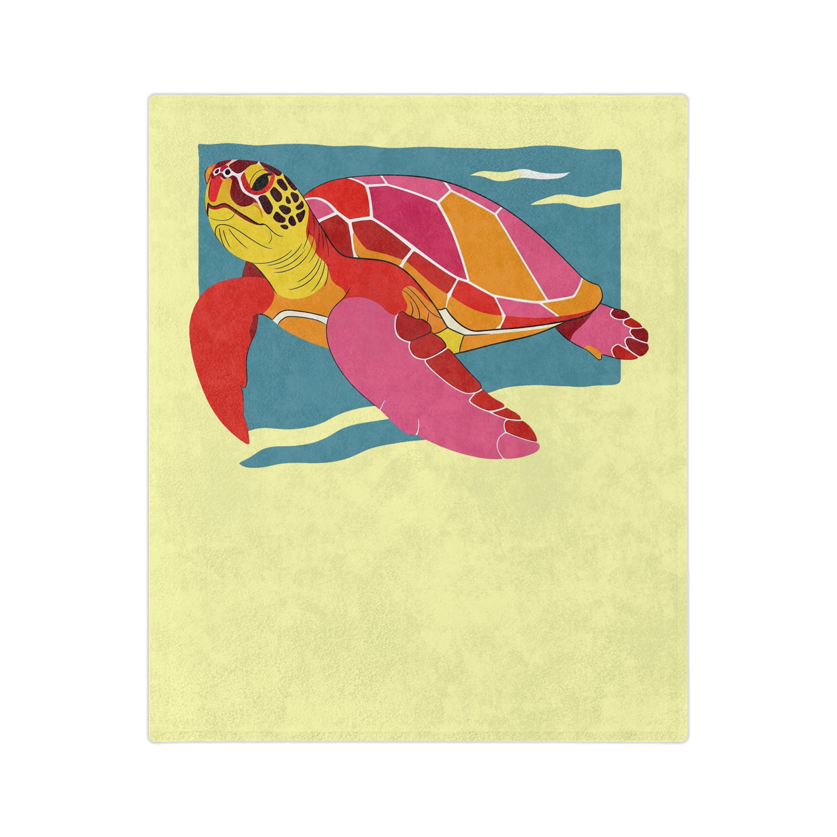 Colorful Pop Art  Sea Turtle -Themed Velveteen Microfiber Blanket - 3 Sizes