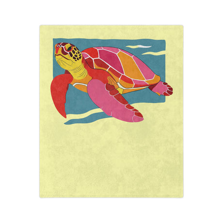 Colorful Pop Art  Sea Turtle -Themed Velveteen Microfiber Blanket - 3 Sizes