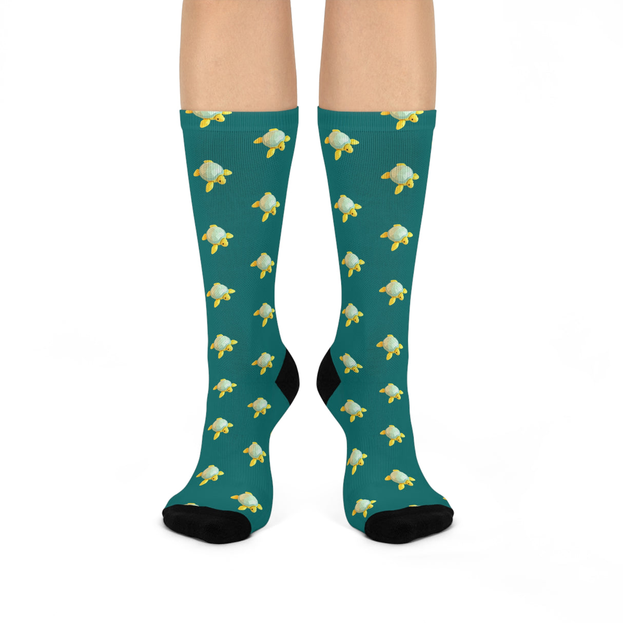 Teal Geodesign Sea Turtle Cushioned Crew Socks