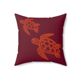 Purple and Orange Tropical Pattern Sea Turtle Faux Suede Pillow - 4 sizes