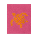 Pink and Orange Sea Turtle -Themed Velveteen Microfiber Blanket - 3 Sizes