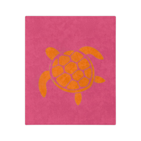 Pink and Orange Sea Turtle -Themed Velveteen Microfiber Blanket - 3 Sizes