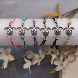 Sea Turtle Charm Bracelet Brown Green White Cord (approx. 5-7+ inches AROUND) Olive Green Brown Sea Turtle String Bracelet Jewelry to gift!