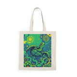 Trippy Green Tropical  Sea Turtle Eco-Friendly Cotton Tote Bag