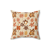 Burnt Orange Tiki Sea Turtle Pillow, Faux Suede Pillow - 4 sizes