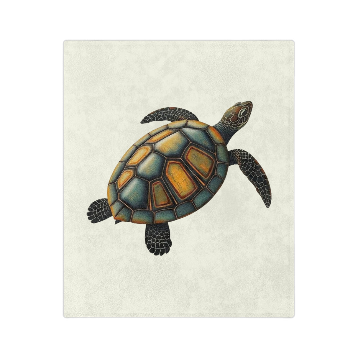 Sea Turtle Art Print -Themed Velveteen Microfiber Blanket - 3 Sizes
