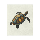 Sea Turtle Art Print -Themed Velveteen Microfiber Blanket - 3 Sizes