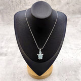 Aqua Rhinestone Sea Turtle Pendant Necklace (approx. 16+ inches AROUND) Teal Sea Turtle Jewelry a gift for ocean & sea turtle enthusiast!