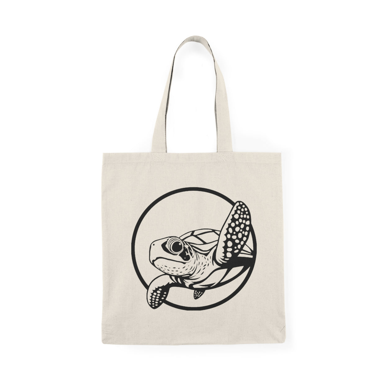 Waving Sea Turtle Design Natural Cotton Tote Bag