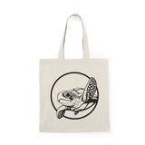 Waving Sea Turtle Design Natural Cotton Tote Bag