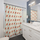 Orange and Red Tribal Sea Turtle Shower Curtains - Coastal Bathroom Decor
