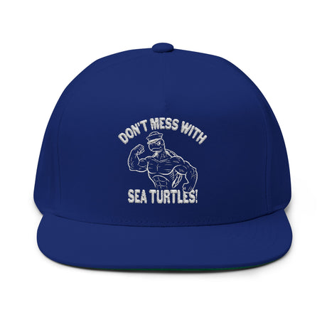 Don't Mess With Sea Turtles Embroidered Flat Bill Cap