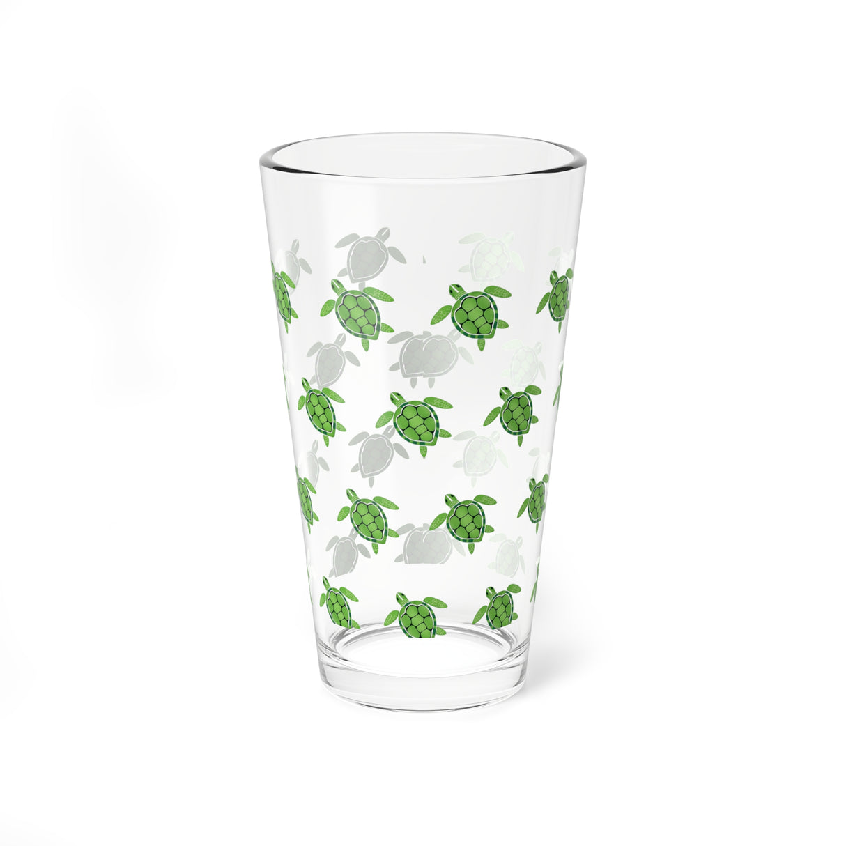 Turtle Pattern Design 16oz Drinkware, Fun Glassware, Great For Sea Turtle Fans.