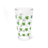 Turtle Pattern Design 16oz Drinkware, Fun Glassware, Great For Sea Turtle Fans.