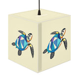 Blue Collage Sea Turtle Geometric Light Cube Lamp