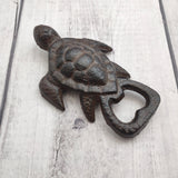 Brown Metal Sea Turtle Bottle Opener (1 opener approx. 4.5+ inches) Cast Iron Patina Sea Turtle Bottle Opener for coastal kitchen or home!