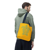 Gold and Teal Tropical Flower Sea Turtle Tote Bag, Eco-Friendly Shopping Bag, Summer Beach Bag, Animal Lover Gift, Cute Tote for Kids & Adults