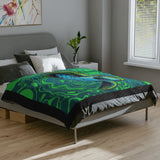 Vibrant Green Sea Turtle-Themed Velveteen Microfiber Blanket - 3 Sizes
