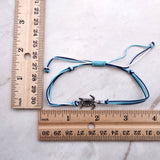 Sea Turtle Charm Bracelet Dark and Light Blue White Cord (approx. 5-7+ inches AROUND) Navy and Baby Blue Sea Turtle String Bracelet to gift!