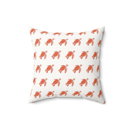 Red Turtle Pattern Faux Suede Pillow, Coastal Home Decor, Boho Accent Cushion, Beach House Accent, Sea Turtle Decor