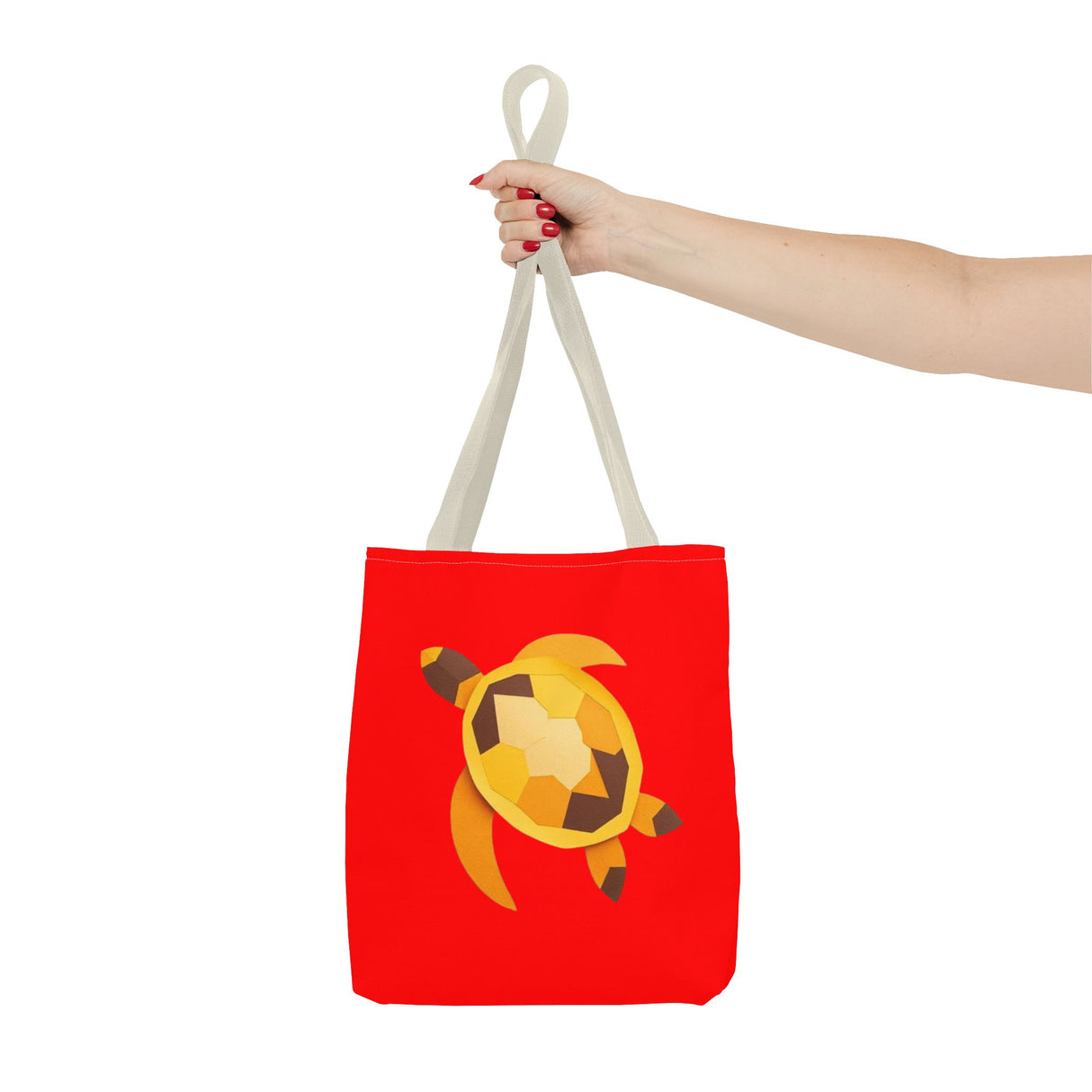 Red and Gold Collage Print Sea Turtle Tote Bag - 3 sizes