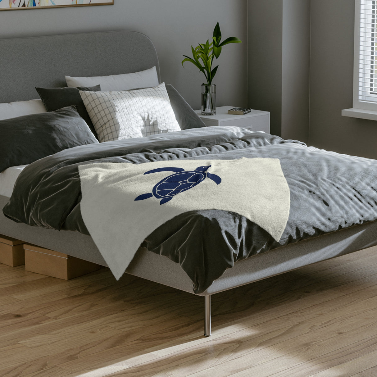 Blue Sea Turtle-Themed Velveteen Microfiber Blanket - 3 Sizes