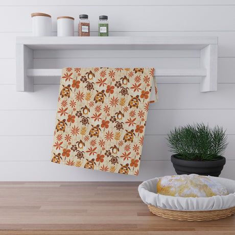 Island Style Burnt Orange Sea Turtle Tea Towel (cotton, poly)