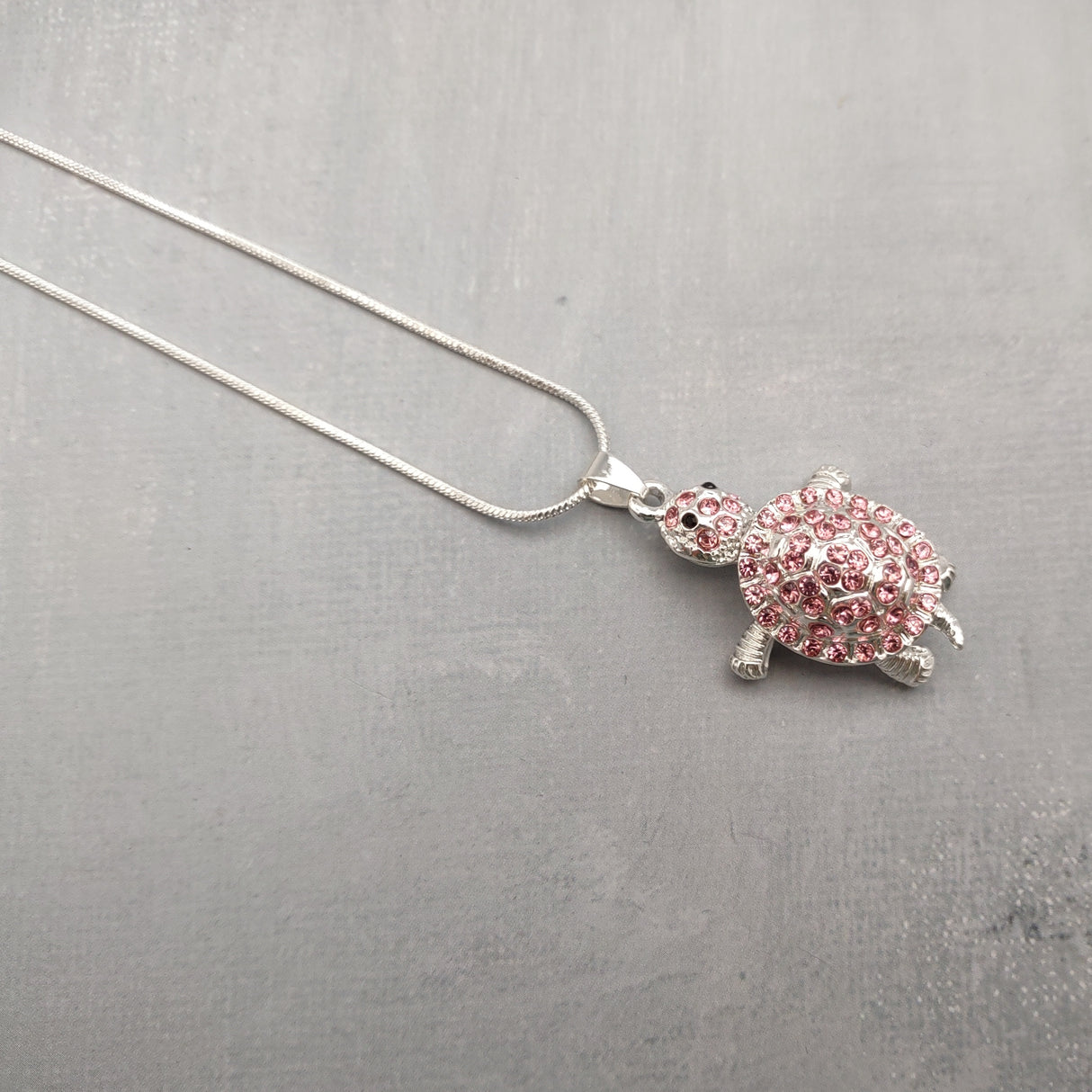 Purple Sea Turtle Necklace Silver Rhinestone Pendant (approx. 16+ inches AROUND) Plum Colored Sea Turtle Jewelry gift for ocean life lovers!