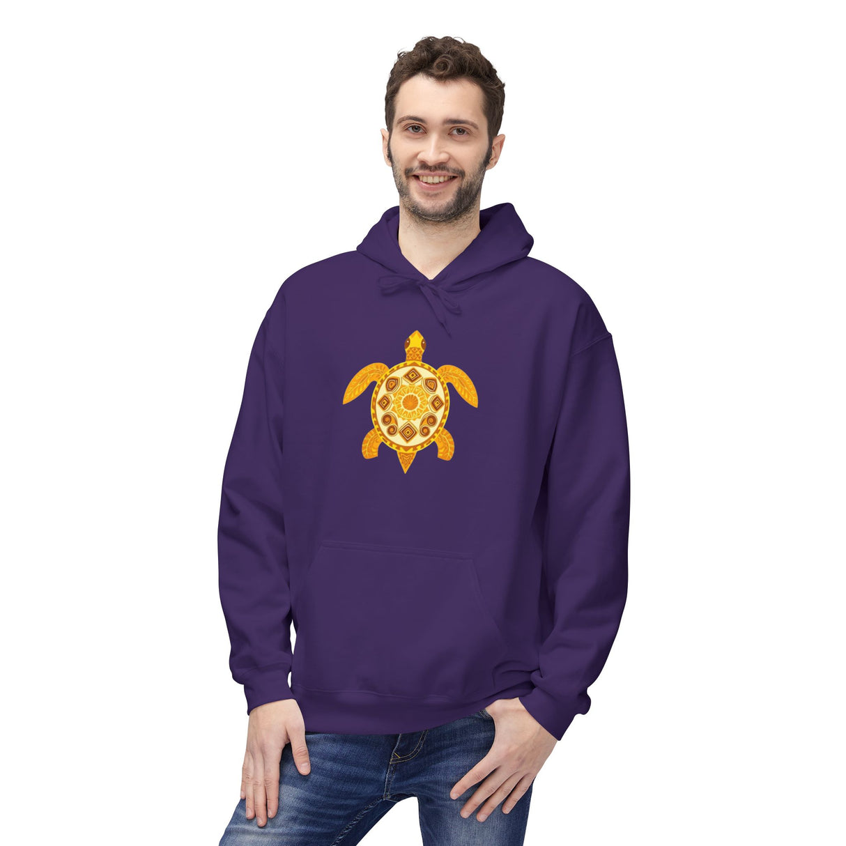 Gold Sea Turtle Hoodie - Comfy Unisex Fleece Sweatshirt - 4 Colors