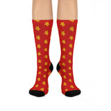 Red and Yellow Sea Turtle Cushioned Crew Socks