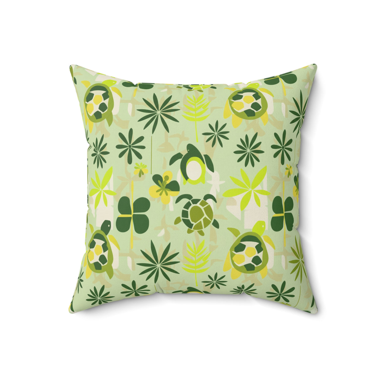 Green Tiki Art Sea Turtle Faux Suede Pillow - 4 sizes