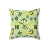 Green Tiki Art Sea Turtle Faux Suede Pillow - 4 sizes