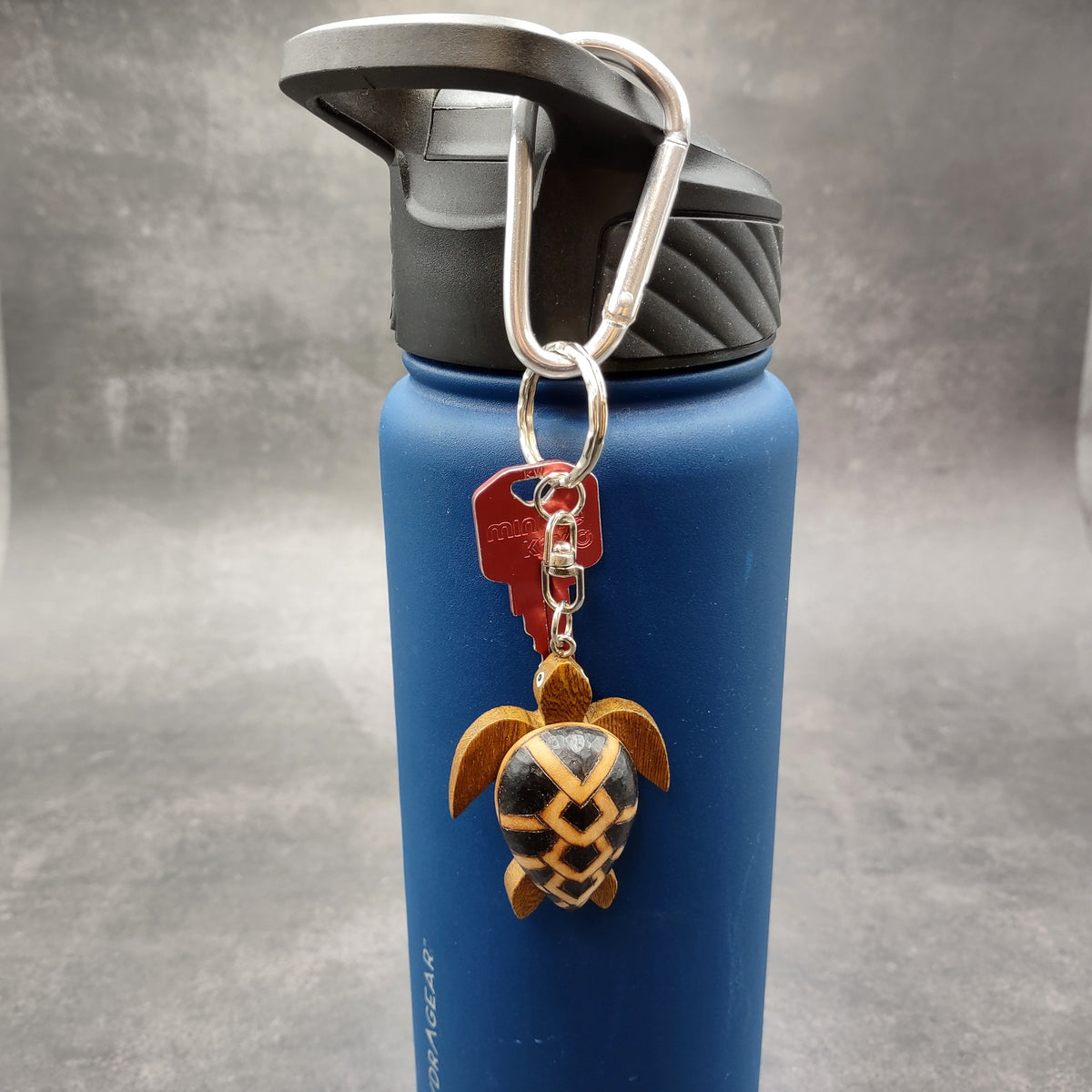 Natural Wood PIneapple Sea Turtle Keychain (1 key chain approx. 4+ inches) Wooden Pattern Sea Turtle Key Fob for gifts or decorative charm!