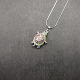 Multi Color Sea Turtle Necklace Rhinestone Pendant (approx. 16+ inches AROUND) Colorful Sea Turtle Jewelry a gift for ocean life enthusiast!