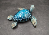 Blue Sea Turtle Figurine Painted Resin (1 turtle approx. 5+ inches long) Blue Painted Resin Sea Turtle Figure for coastal home decor!
