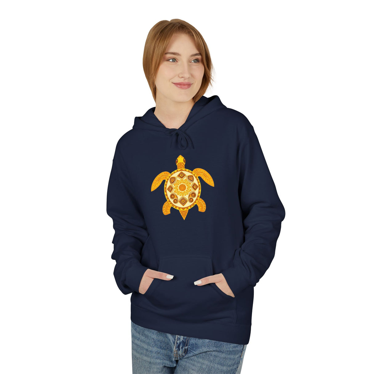 Gold Sea Turtle Hoodie - Comfy Unisex Fleece Sweatshirt - 4 Colors