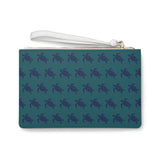 Blue Monochrome Stylish Sea Turtle Faux Leather Clutch Bag