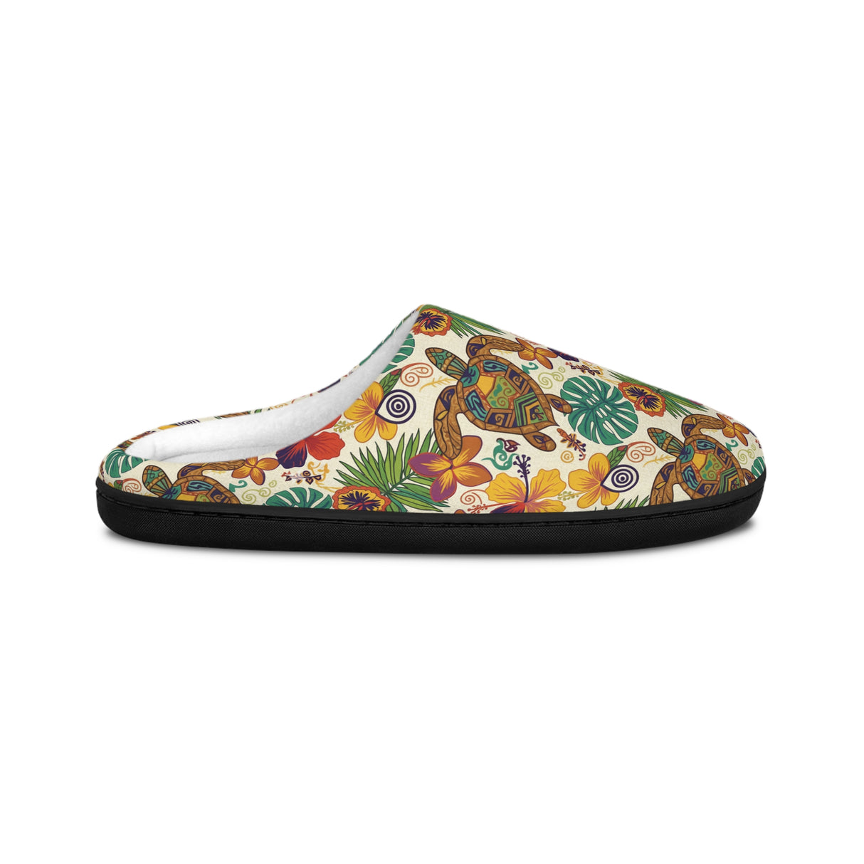 Mens Tropical Print SeaTurtle Heart Slippers