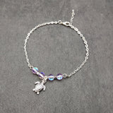 Sea Turtle Anklet Purple Beads Silver Color (approx. 9+ inches AROUND) Cute Light Purple Sea Turtle Charm Anklet for any beachy outfit!