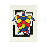 Bauhaus Inspired Red Yellow Blue Sea Turtle-Themed Velveteen Microfiber Blanket - 3 Sizes