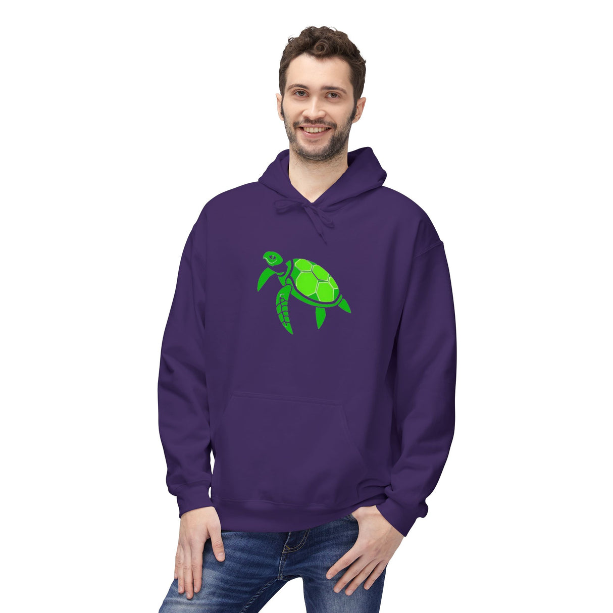 Bright Green Color Block Sea Turtle Hoodie - Comfy Sweatshirt - 4 Colors