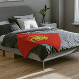 Red and Yellow Color Cut Sea Turtle-Themed Velveteen Microfiber Blanket - 3 Sizes