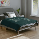 Dark Teal Sea Turtle-Themed Velveteen Microfiber Blanket - 3 Sizes