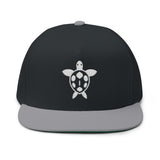 White Sea Turtle Embroidered Flat Bill Cap