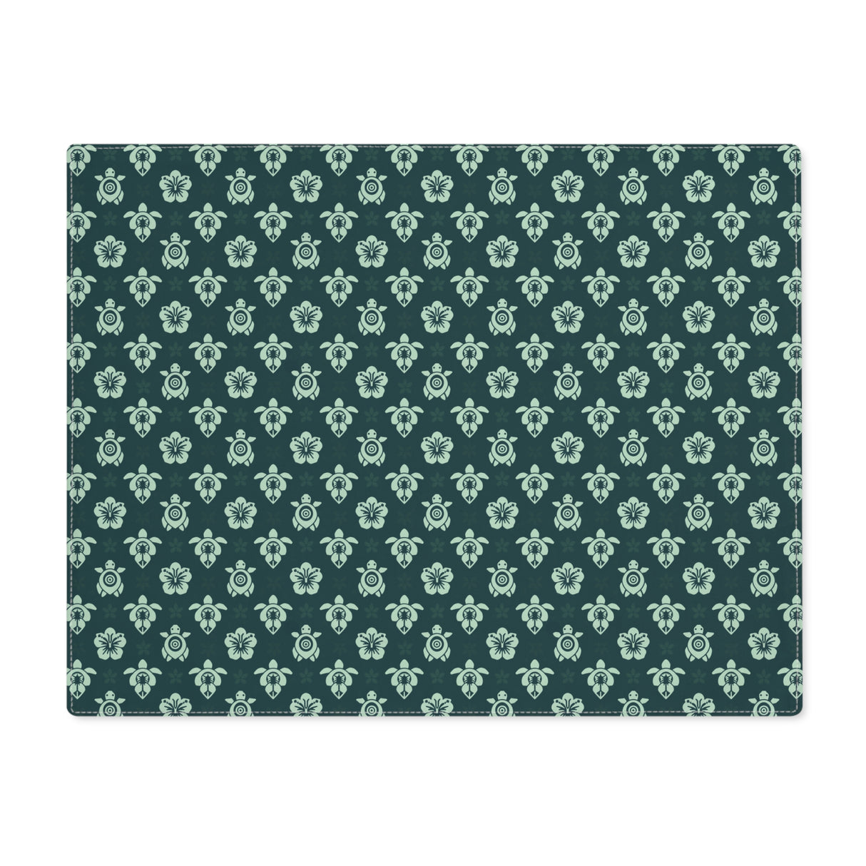 Dark Teal Sea Turtle and Floral Pattern Placemat