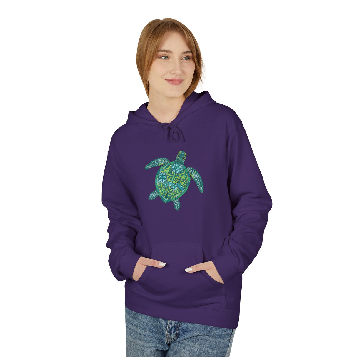 Teal Tribal Sea Turtle Hoodie -  Sea Turtle Sweatshirt - 6 Colors