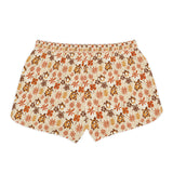 Retro Brown and Orange Tropical Sea Turtle Print Womens Shorts