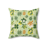 Yellow, Orange and Green Tiki Art Sea Turtle Faux Suede Pillow - 4 sizes