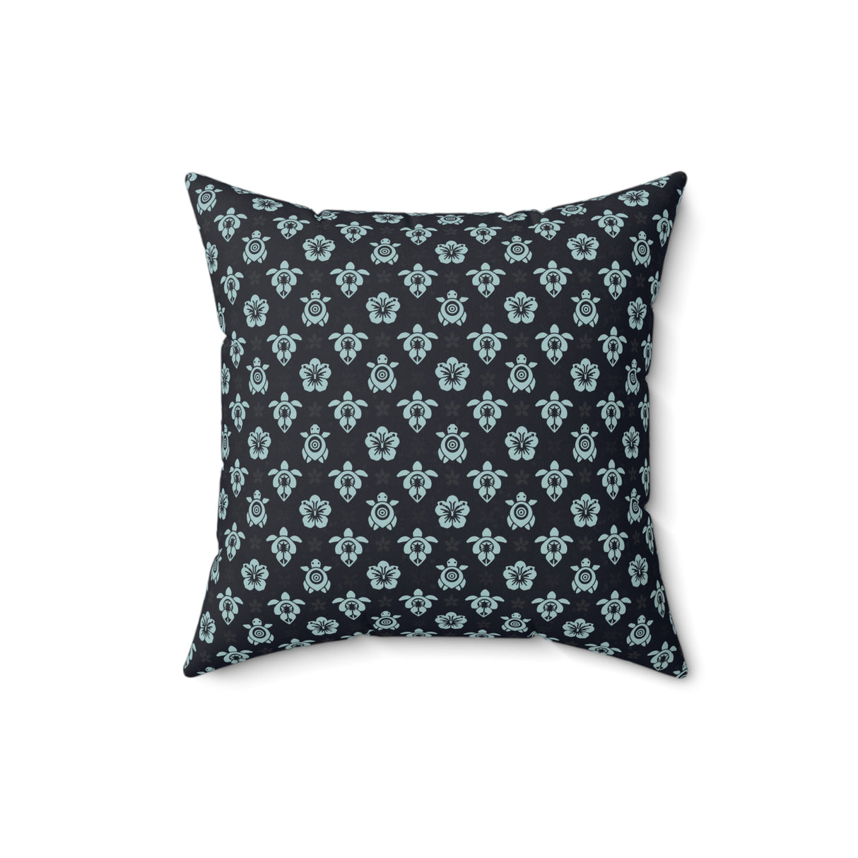 Dark Blue and Orange Tropical Pattern Sea Turtle Faux Suede Pillow - 4 sizes