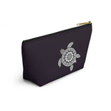 Dark Purple Mandala Sea Turtle Print Accessory Pouch